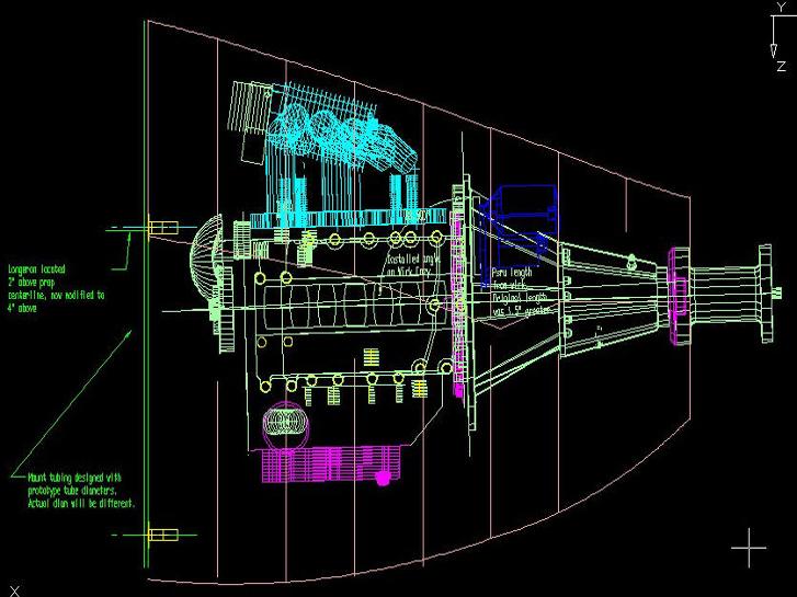 Cad plot of engine in aircraft